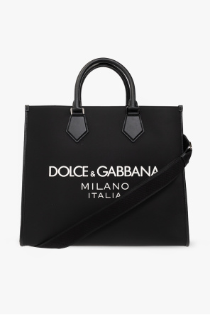Dolce & Gabbana 最新作 ショッピングバッグ スモール バッグ 黒 DOLCE＆GABBANA】ショッピングバッグ カーフスキン ロゴ (Dolce